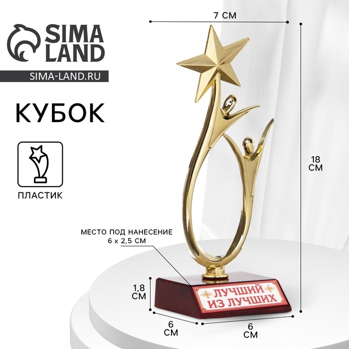 Кубок «Лучший из лучших», наградная фигура, золото, пластик, 18 х 7 см. Кубок «Лучший из лучших», наградная фигура, золото, пластик, 18 х 7 см.
