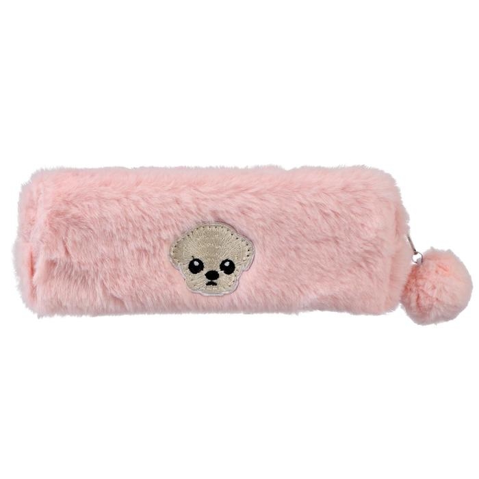 Пенал школьный на молнии Пенал школьный на молнии "Мордочка", (с бомбошкой, меховой), МИКС