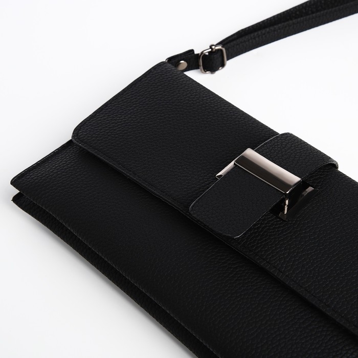 Сумка-клатч на магните, длинный ремень, цвет чёрный Сумка-клатч на магните, длинный ремень, цвет чёрный