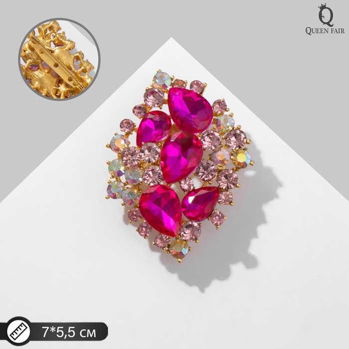 Брошь «Императрица» капли, цветная в матовом золоте Брошь «Императрица» капли, цветная в матовом золоте