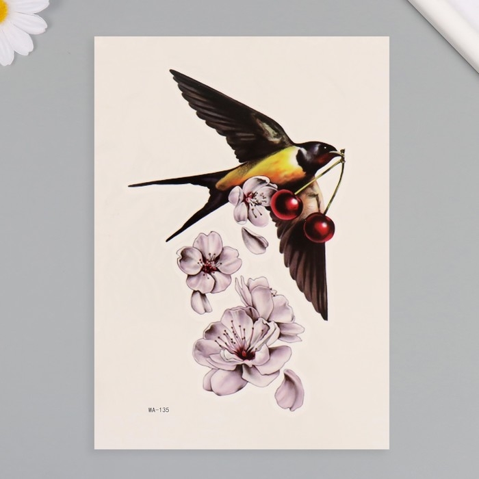 Татуировка на тело цветная Татуировка на тело цветная "Ласточка" 26,1х14,6 см