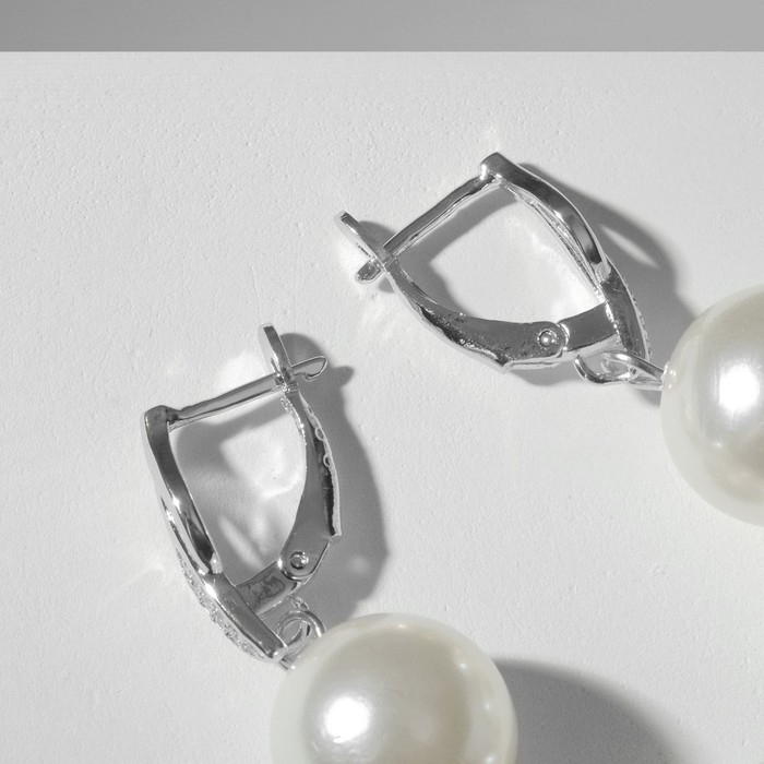 Серьги с жемчугом «Виноград» гроздь с нотой, цвет белый в серебре Серьги с жемчугом «Виноград» гроздь с нотой, цвет белый в серебре