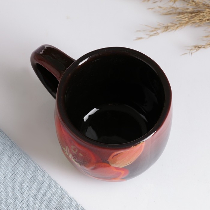 Кружка Кружка "Форма" 0,2л / 7,5х8,5см, мак на черном