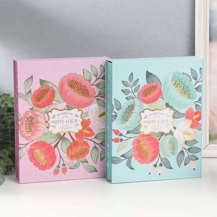 Фотоальбом на 200 фото 10х15 см Фотоальбом на 200 фото 10х15 см "Крупные цветы" МИКС 26х20,5х5,6 см