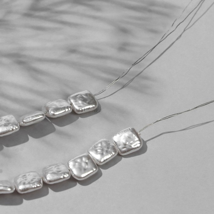 Бусины пластиковые на нити «Жемчуг» прямоугольник 1,1×1×0,5 см, (набор 110 шт.), цвет белый Бусины пластиковые на нити «Жемчуг» прямоугольник 1,1×1×0,5 см, (набор 110 шт.), цвет белый