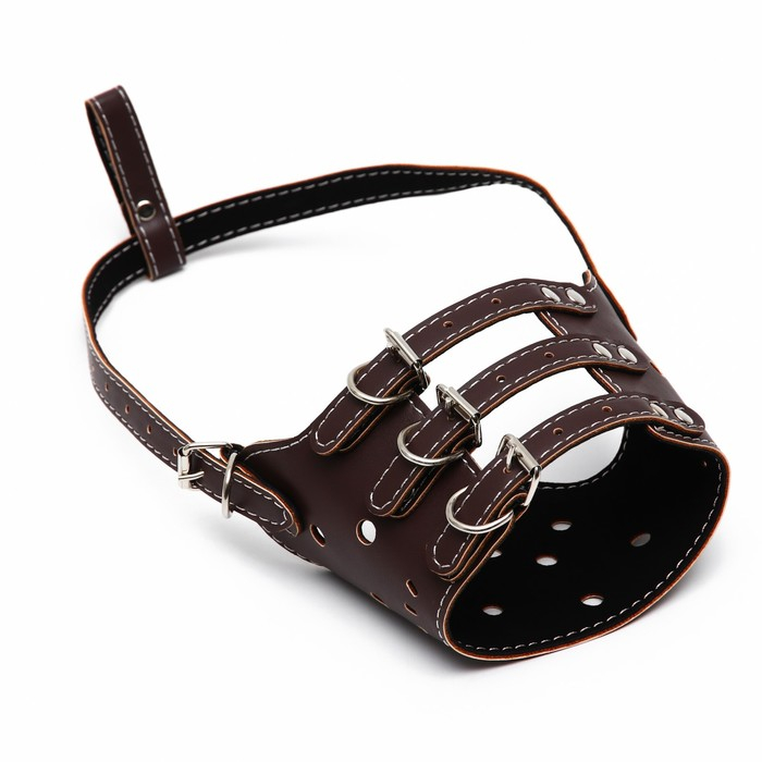 Намордник из прессованной кожи регулируемый, №4, ДН 8,8 см, ОМ 29-35 см, коричневый Намордник из прессованной кожи регулируемый, №4, ДН 8,8 см, ОМ 29-35 см, коричневый