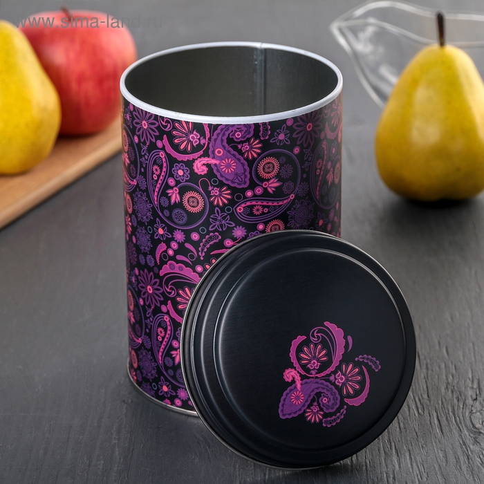 Банка с крышкой для сыпучих продуктов «Бута», 1,1 л, 10×16 см, круглая, цвет чёрный