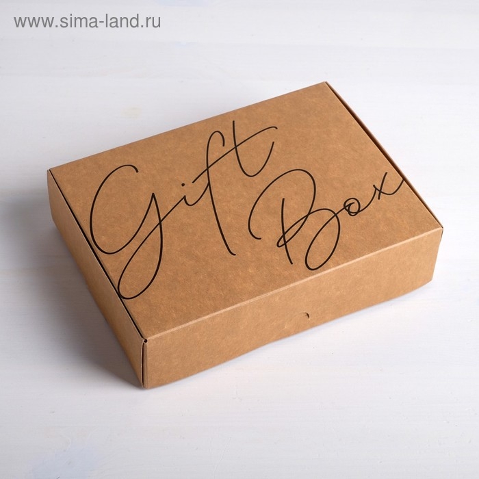 Коробка подарочная складная крафтовая, упаковка, «Gift box», 21 х 15 х 5 см Коробка подарочная складная крафтовая, упаковка, «Gift box», 21 х 15 х 5 см
