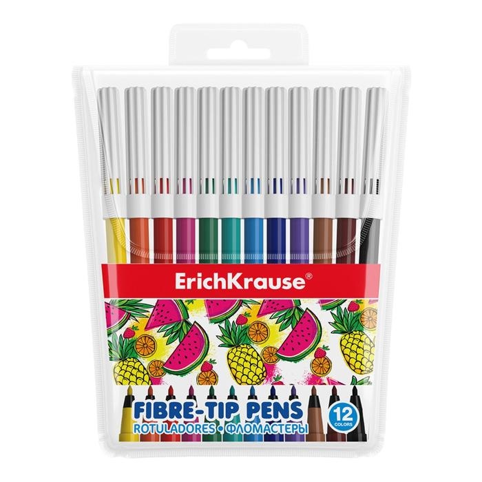 Фломастеры 12 цветов ErichKrause Washable, смываемые, европодвес Фломастеры 12 цветов ErichKrause Washable, смываемые, европодвес
