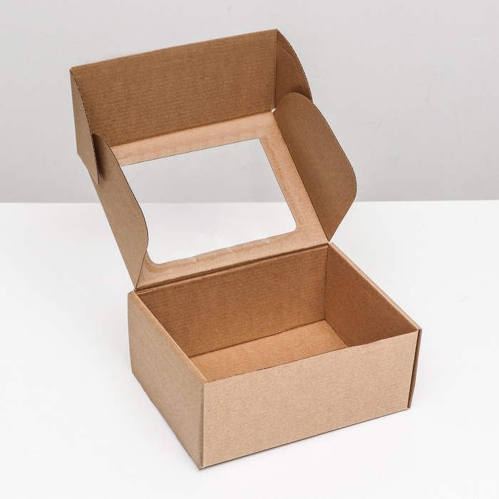 Коробка самосборная, бурая с окном, 22 х 16,5 х 9,5 см Коробка самосборная, бурая с окном, 22 х 16,5 х 9,5 см