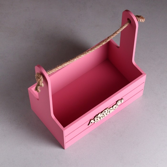 Ящик - кашпо деревянный 25х15х30  Ящик - кашпо деревянный 25х15х30 "Любимой Маме" Розовый Коралл