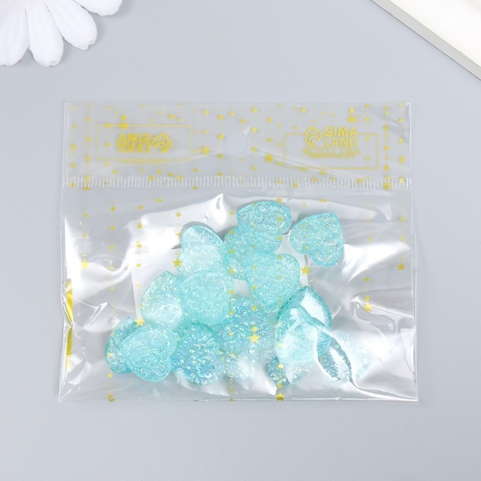 Декор для творчества пластик Декор для творчества пластик "Сердце" голография голубой набор 20 шт 1,6х1,6 см