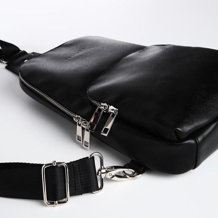 Сумка - слинг, TEXTURA, натуральная кожа, цвет чёрный Сумка - слинг, TEXTURA, натуральная кожа, цвет чёрный