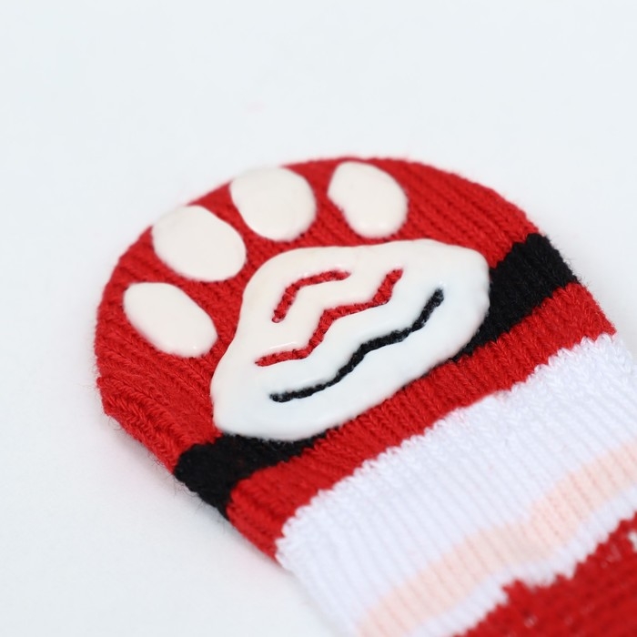 Новый год. Носки нескользящие  Новый год. Носки нескользящие "Дед Мороз", размер L (3,5/5 * 9 см), набор 4 шт