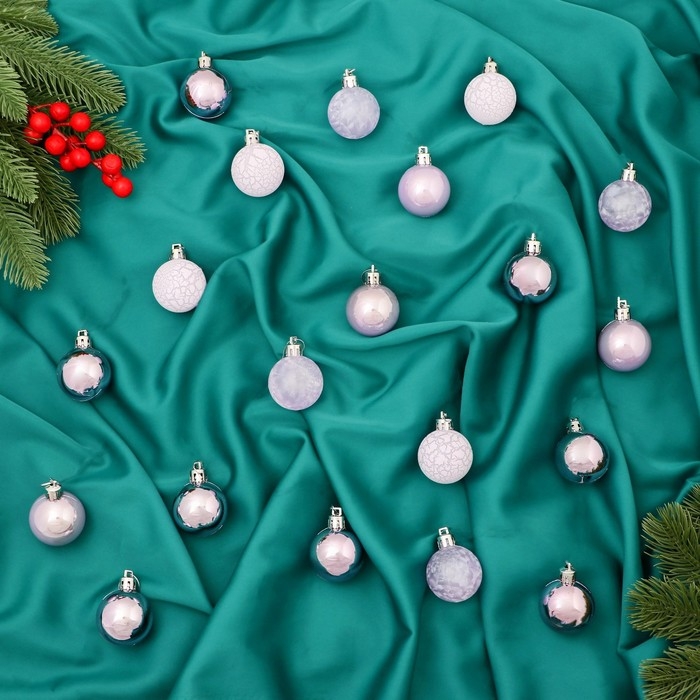 Набор шаров пластик d-4 см, 20 шт Набор шаров пластик d-4 см, 20 шт "Традиция" треск, сиреневый