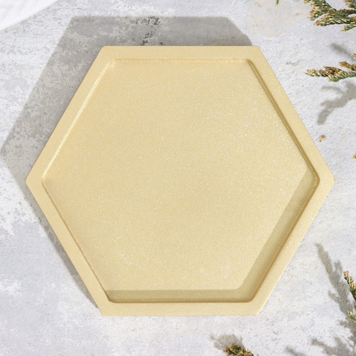 Подсвечник Подсвечник "Шестигранник. Мрамор" из гипса,9,7х11,3х1см,золото