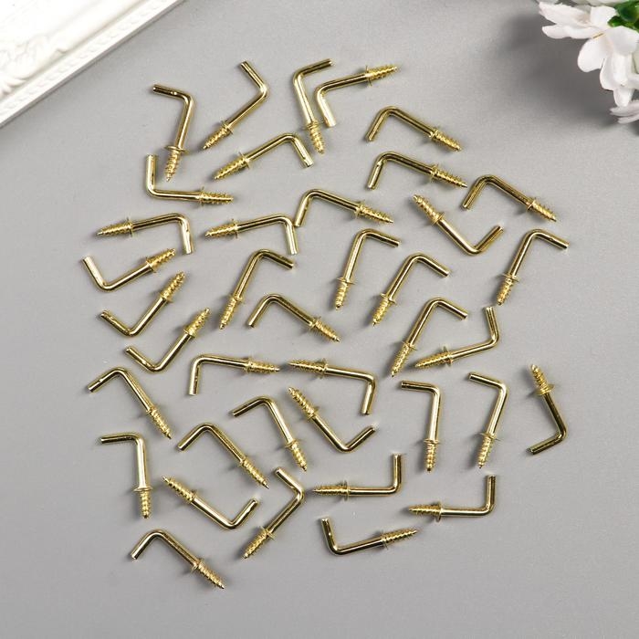 Крючок металл (набор 40 шт) золото 2,5х0,5 см Крючок металл (набор 40 шт) золото 2,5х0,5 см