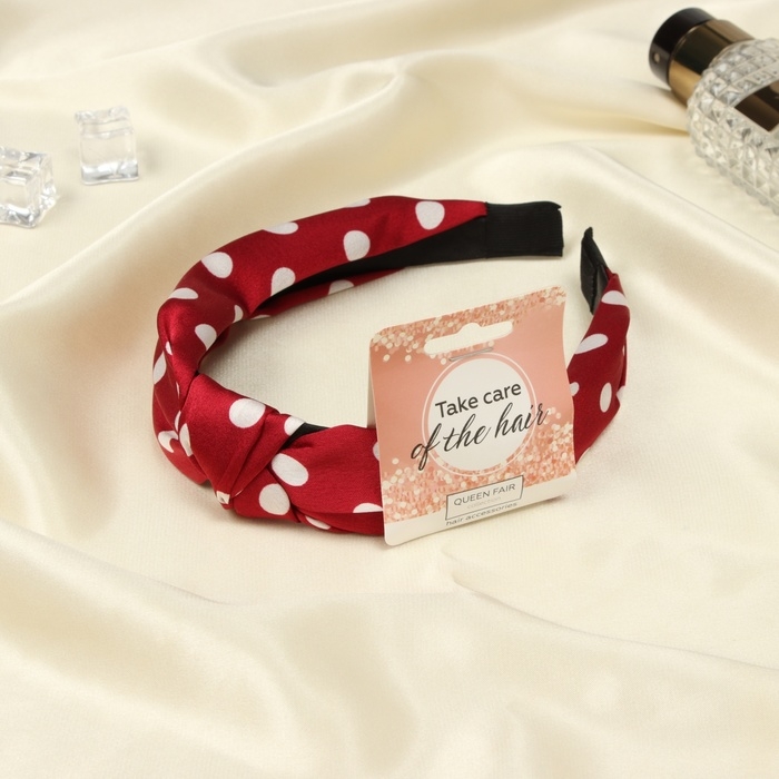 Ободок для волос "Кокетка" 3 см, красный горох