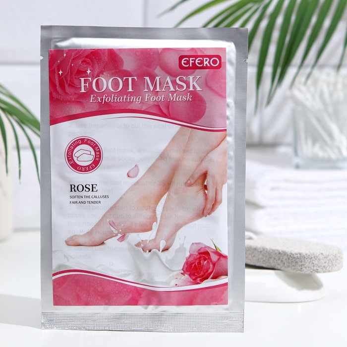 Отшелушивающая маска-носки для ног на основе экстракта розовой розы, универсальная, 1 пара Отшелушивающая маска-носки для ног на основе экстракта розовой розы, универсальная, 1 пара
