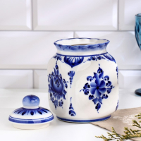 Банка для сып.продуктов "КАСКАД", 16,5см, V-0,95л, авт.Шибаев С.,гжель Банка для сып.продуктов "КАСКАД", 16,5см, V-0,95л, авт.Шибаев С.,гжель