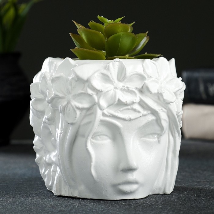 Горшок - органайзер "Лицо девушки" белый, 0,35л, 12х10х12см