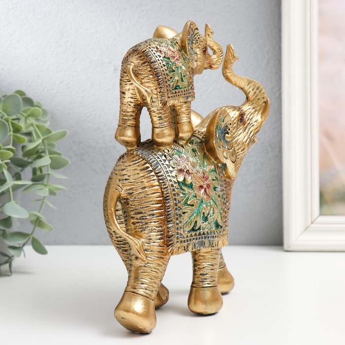 Сувенир полистоун Сувенир полистоун "Слон со слонёнком на спине - Экзотические цветы" 16х6,5х20,5 см