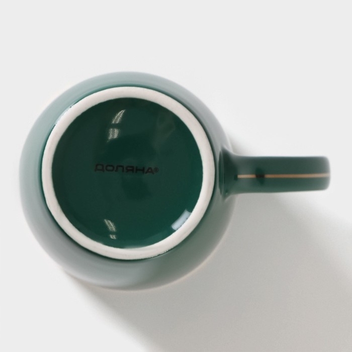 Кружка фарфоровая Доляна «Изумруд. Линия», 350 мл, цвет зелёный Кружка фарфоровая Доляна «Изумруд. Линия», 350 мл, цвет зелёный