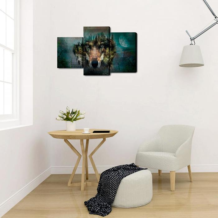 Картина модульная на подрамнике  Картина модульная на подрамнике "Взгляд волка"  26х50см; 26х40см; 26х32см     50*80см