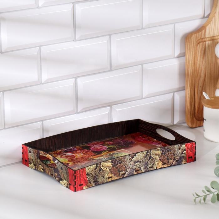 Поднос с ручками  Поднос с ручками "Натюрморт", деревянный, 30х20х4,5см