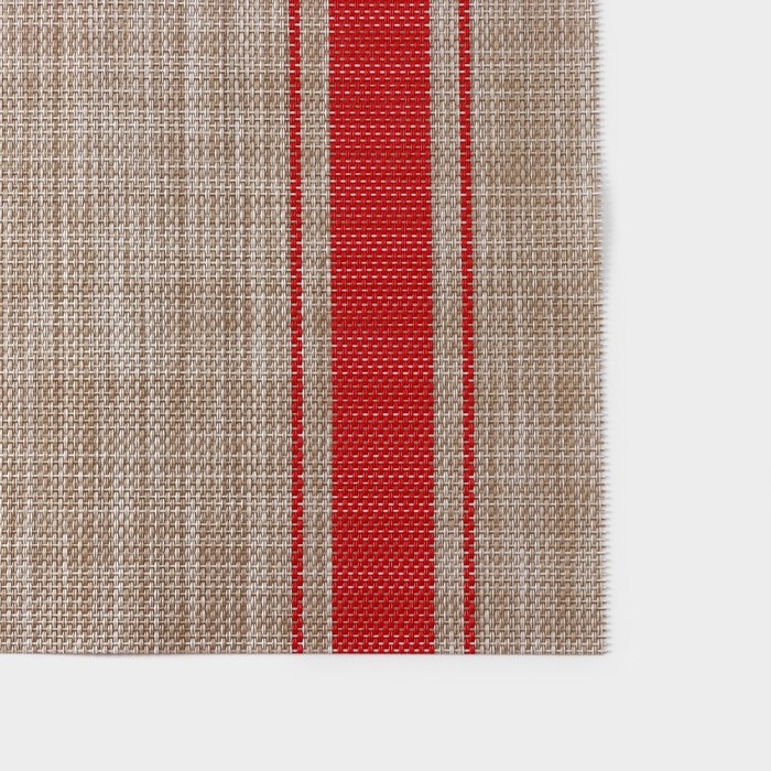 Салфетка сервировочная на стол «Две полосы», 45×30 см, цвет красный