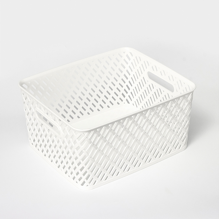 Корзина для хранения «Плетёнка», 35×29×17,5 см, цвет белый Корзина для хранения «Плетёнка», 35×29×17,5 см, цвет белый