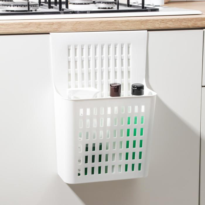Корзина для хранения подвесная на дверцу, 25×13×36 см, цвет белый Корзина для хранения подвесная на дверцу, 25×13×36 см, цвет белый