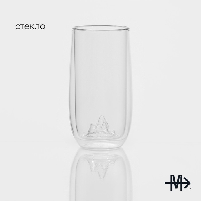 Стакан стеклянный с двойными стенками Magistro «Горы», 350 мл, 6,5×15 см Стакан стеклянный с двойными стенками Magistro «Горы», 350 мл, 6,5×15 см