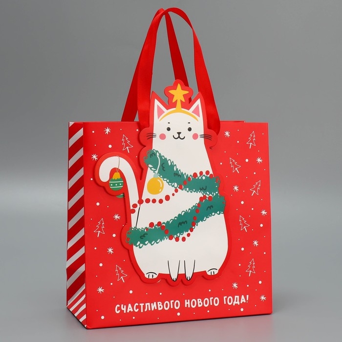 Пакет подарочный новогодний «С Новым годом!», 22 х 22 х 10 см, Новый год Пакет подарочный новогодний «С Новым годом!», 22 х 22 х 10 см, Новый год