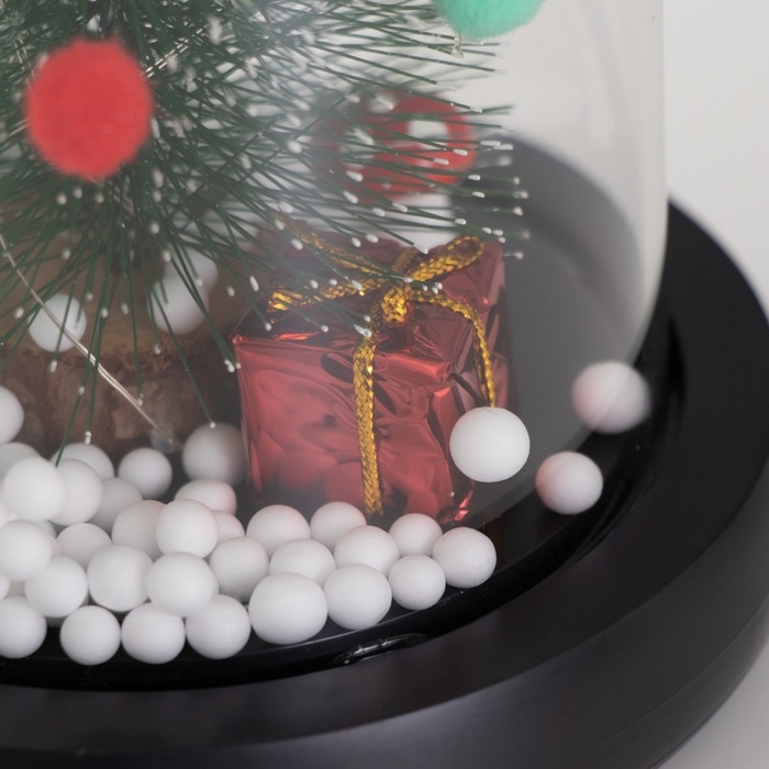 Светильник колба «Елка с шарами» 1,5Вт, LED, 3xAAA, черный USB 11х11х21см