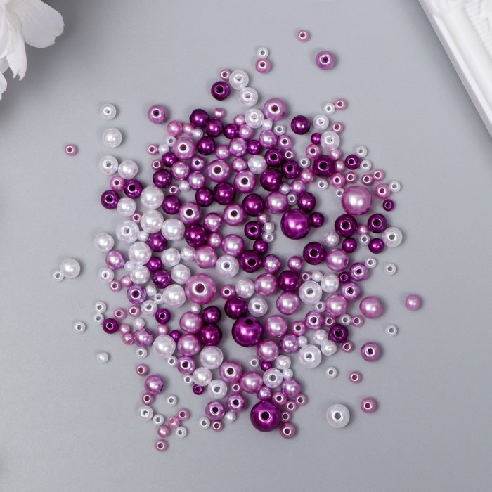 Бусины для творчества пластик Бусины для творчества пластик "Круглые. Ассорти фиолетовое" d=3-8 мм, набор 10 гр