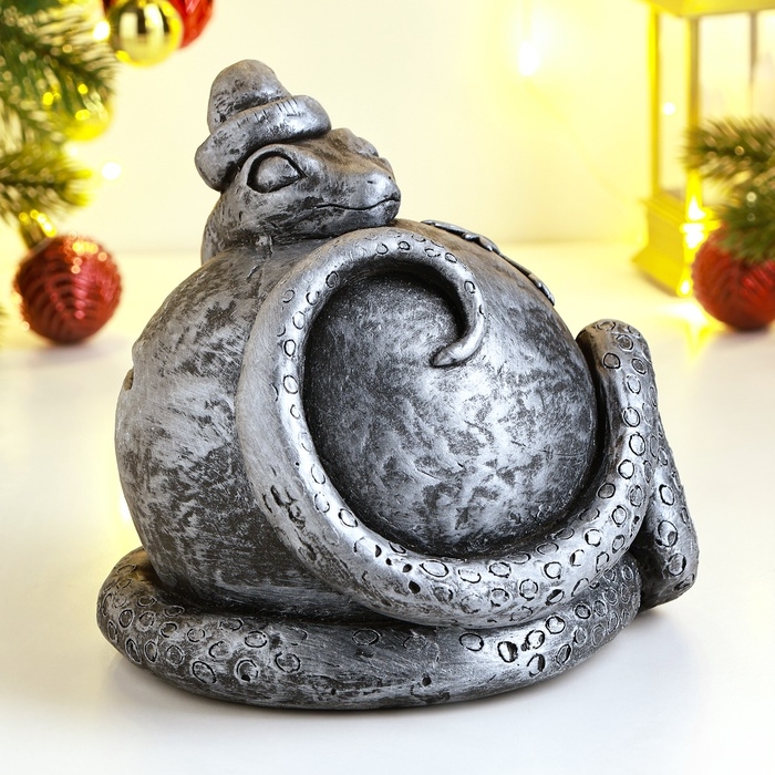 Новый год. Символ 2025. Копилка Новый год. Символ 2025. Копилка "Змея с шаром" 16х16х15см, серебро