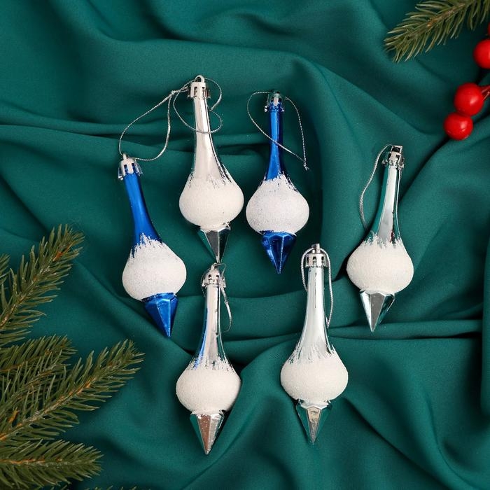 Украшение ёлочное Украшение ёлочное "Сосульки царские" (набор 6 шт) 3,5х8,5 см, микс