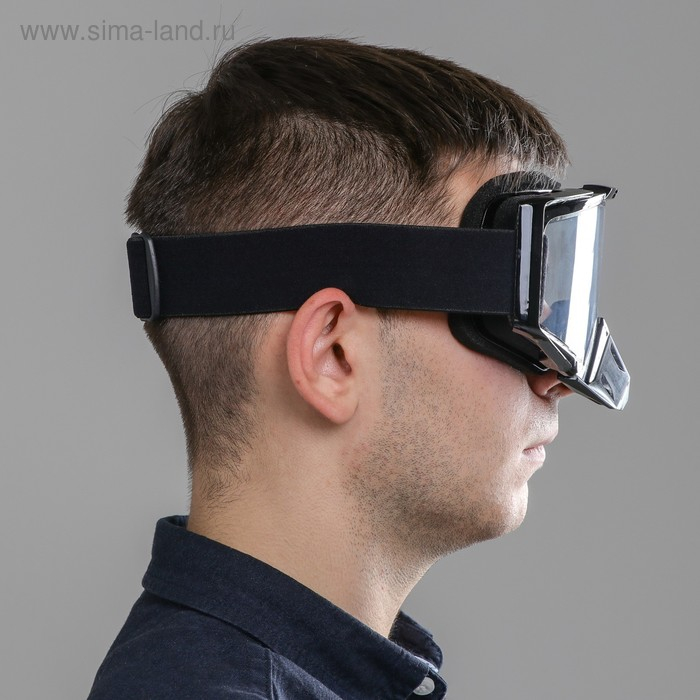 Очки-маска, со съемной защитой носа, стекло прозрачное, черные Очки-маска, со съемной защитой носа, стекло прозрачное, черные