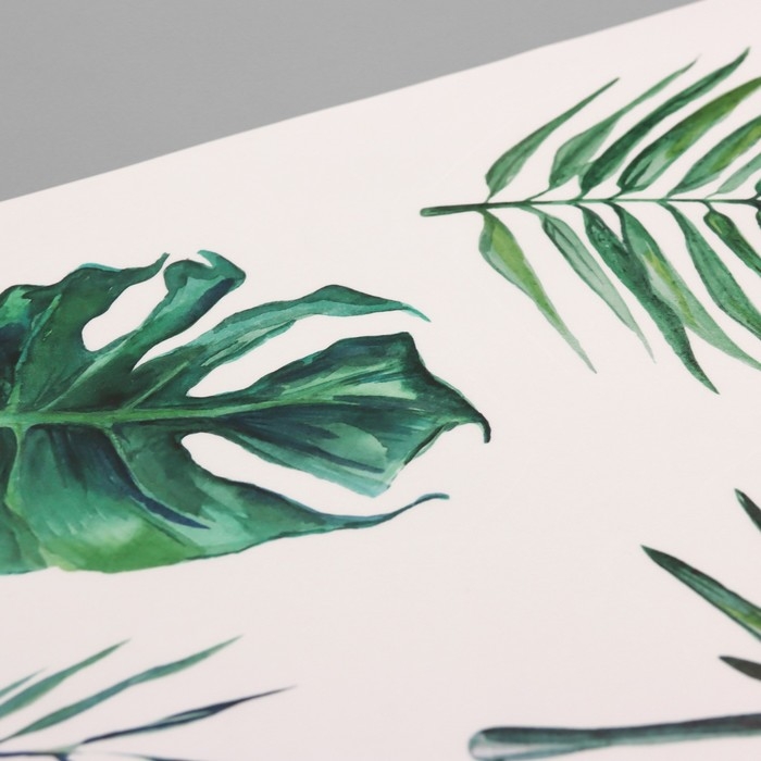 Наклейка пластик интерьерная цветная Наклейка пластик интерьерная цветная "Тропические листья" 40х60 см