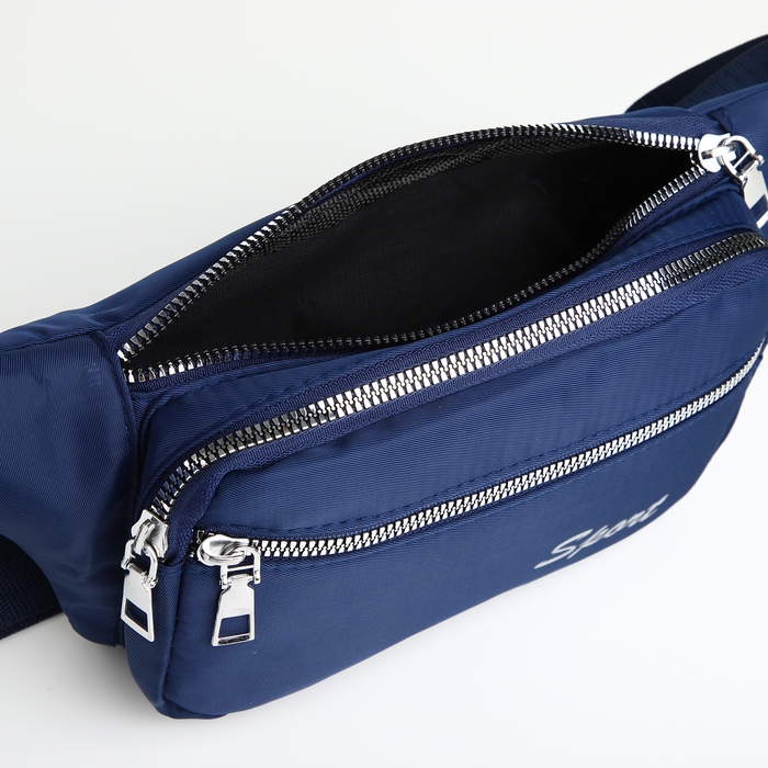 Поясная сумка на молнии, 2 наружных кармана, цвет синий Поясная сумка на молнии, 2 наружных кармана, цвет синий