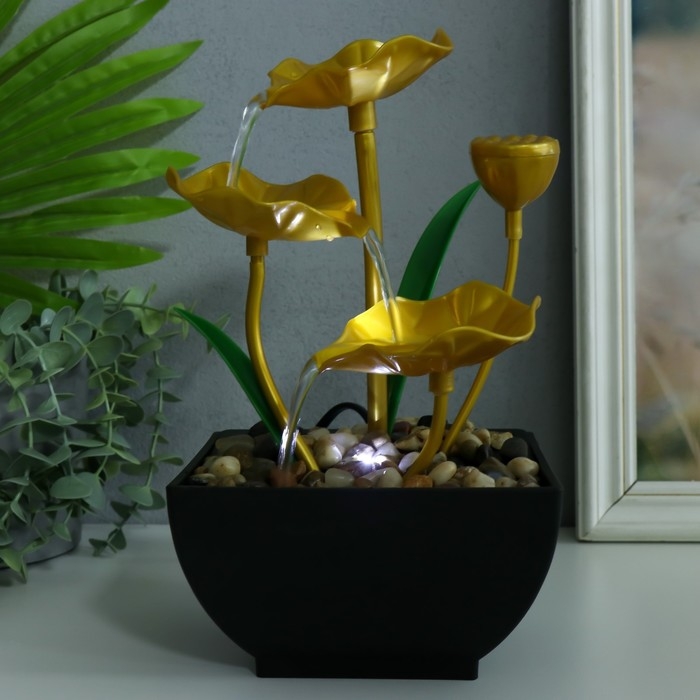 Фонтан настольный от сети Фонтан настольный от сети "Золотые лотосы в пруду" 13х15х24,5 см