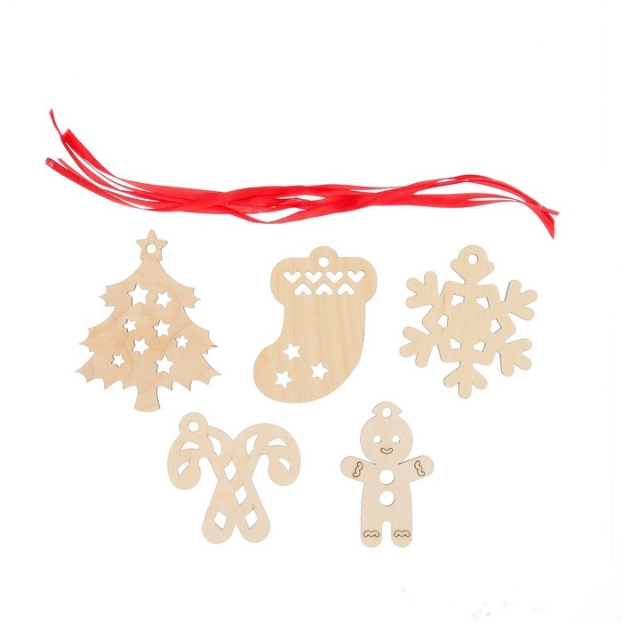 Набор для творчества «Роспись по дереву» 5 шт., с ленточкой Набор для творчества «Роспись по дереву» 5 шт., с ленточкой