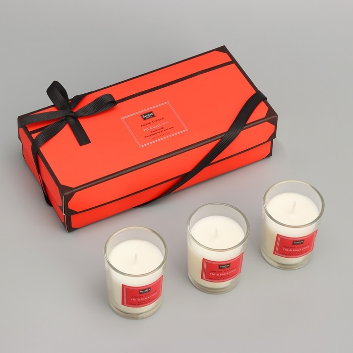 Набор свечей ароматических  Набор свечей ароматических "Aroma Candle", инжир и черная смородина, 3 шт