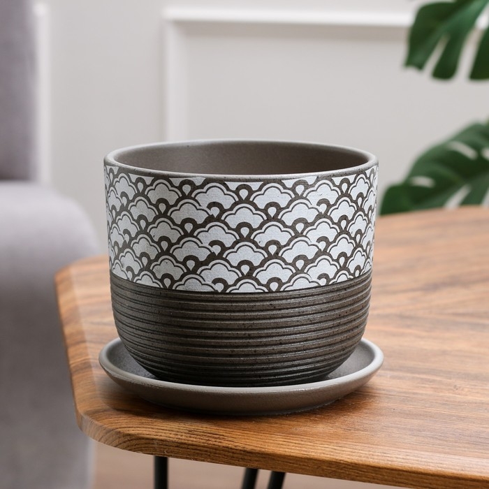 Горшок цветочный Горшок цветочный "Хоккайдо" серый бук №2 1,73 л