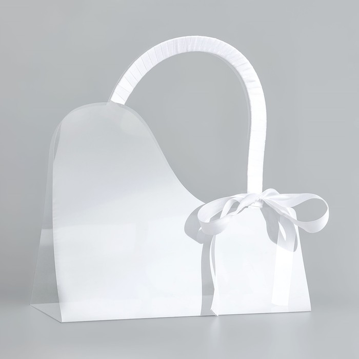 Переноска для цветов с лентой, 30х25х12 см, белая Переноска для цветов с лентой, 30х25х12 см, белая