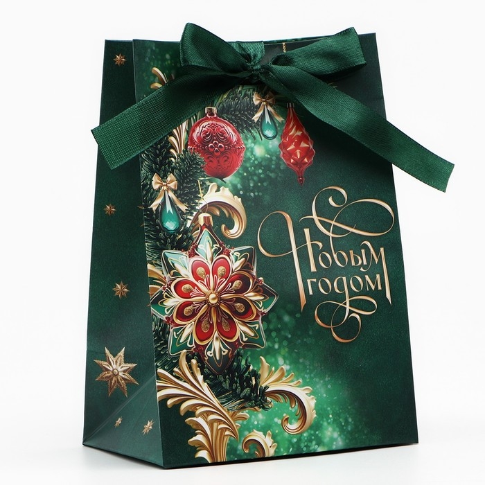 Пакет подарочный новогодний с лентой «С Новым годом», 13 х 19 х 9 см , Новый год Пакет подарочный новогодний с лентой «С Новым годом», 13 х 19 х 9 см , Новый год
