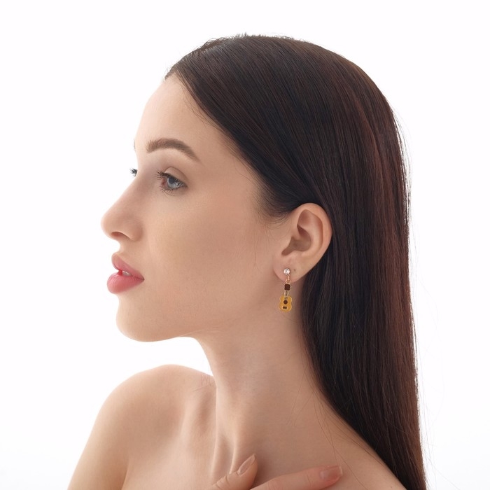 Серьги эмаль «Клавиши и гитара» висячие, цветные в золоте Серьги эмаль «Клавиши и гитара» висячие, цветные в золоте