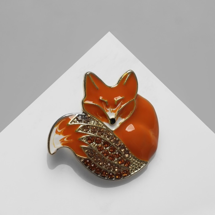 Брошь «Лиса» блестящая, цвет золотисто-оранжевый в золоте Брошь «Лиса» блестящая, цвет золотисто-оранжевый в золоте