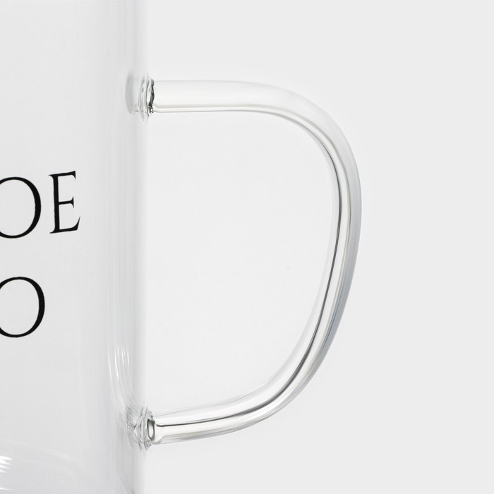 Кружка стеклянная Доляна «Доброе утро», 400 мл, 12×8×10,5 см Кружка стеклянная Доляна «Доброе утро», 400 мл, 12×8×10,5 см